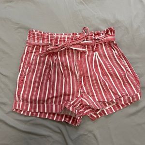 striped paper bag shorts